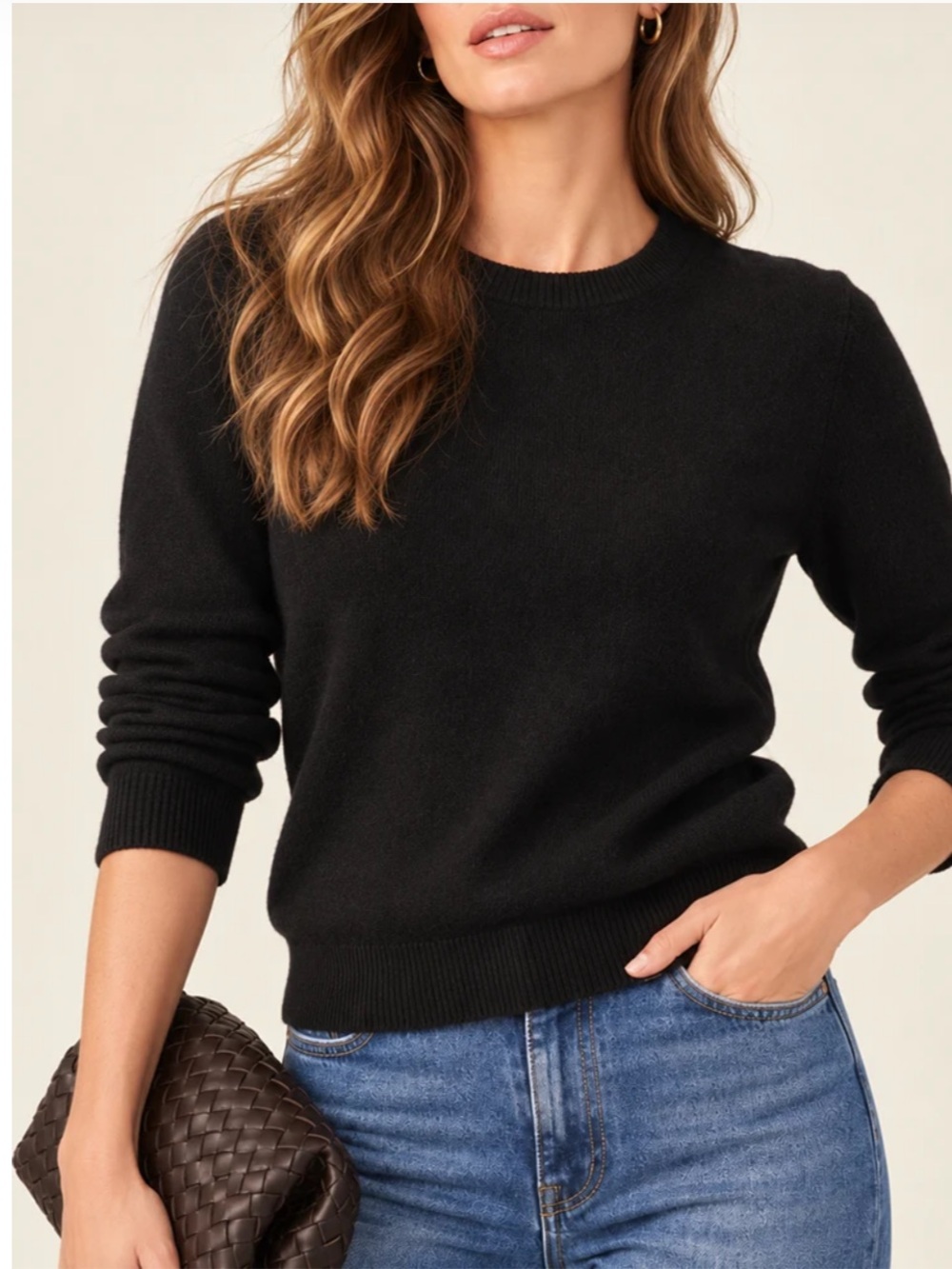 Uniqlo 100% cashmere crewneck pullover sweater, black size M